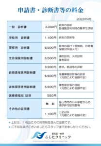 申請書・診断書等の料金